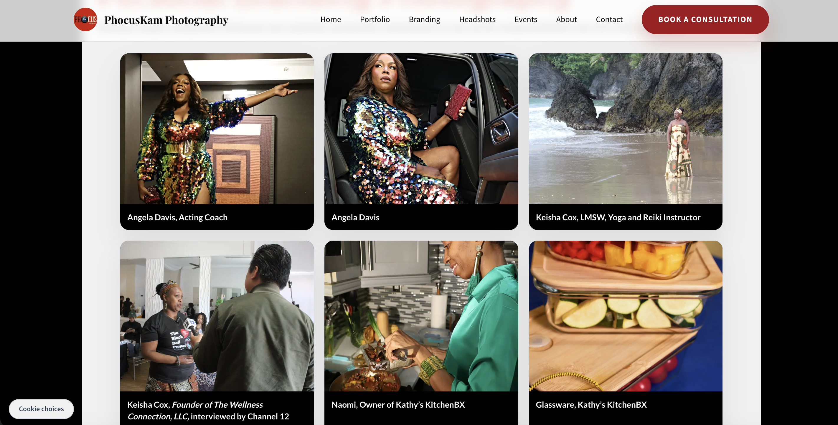 PhocusKam Photography portfolio page screenshot